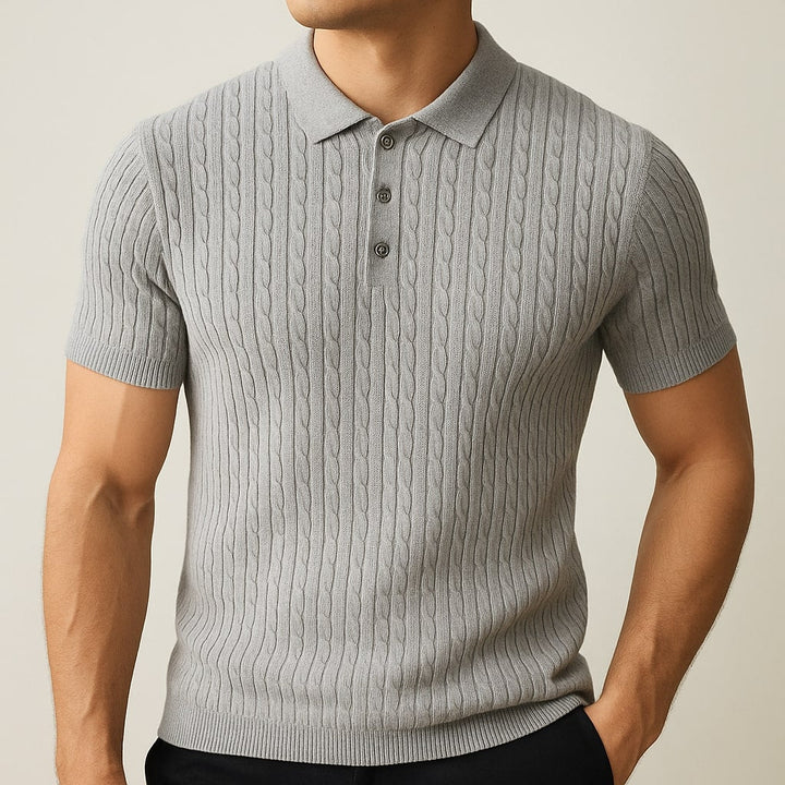 Loric | Men’s Cable-Knit Polo Shirt