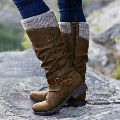 Louisa | Women's Mid-Calf Slouch Boots with Buckle