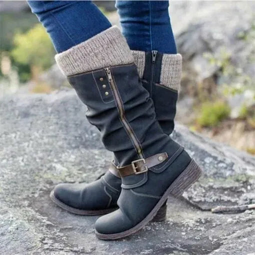 Louisa | Women's Mid-Calf Slouch Boots with Buckle