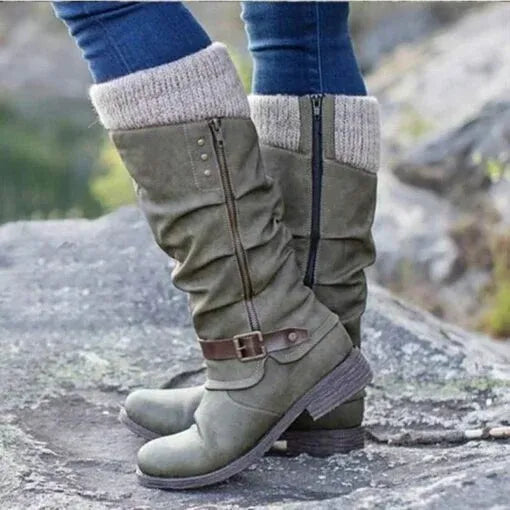 Louisa | Women's Mid-Calf Slouch Boots with Buckle