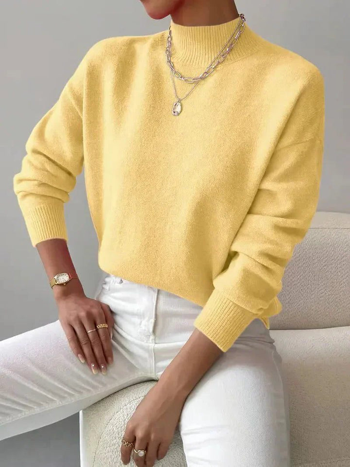 Ribbed Knit Sweater with Roll Neck for Women