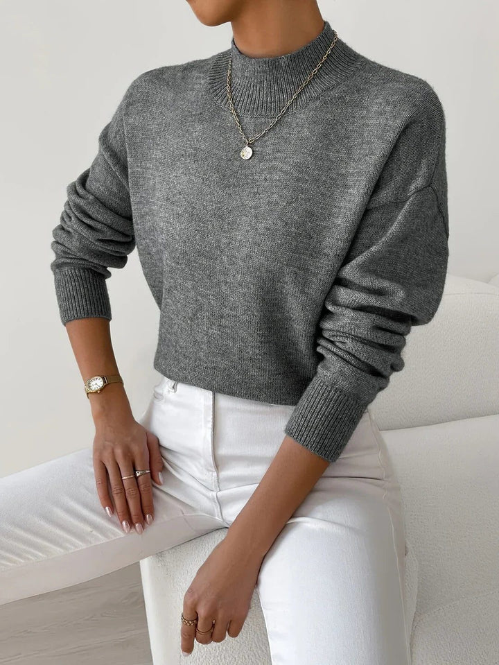 Ribbed Knit Sweater with Roll Neck for Women