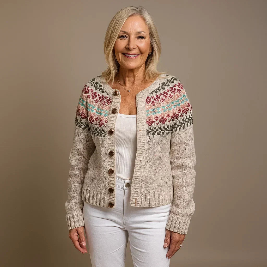 Primrose | Women's Nordic-Pattern Button-Front Cardigan