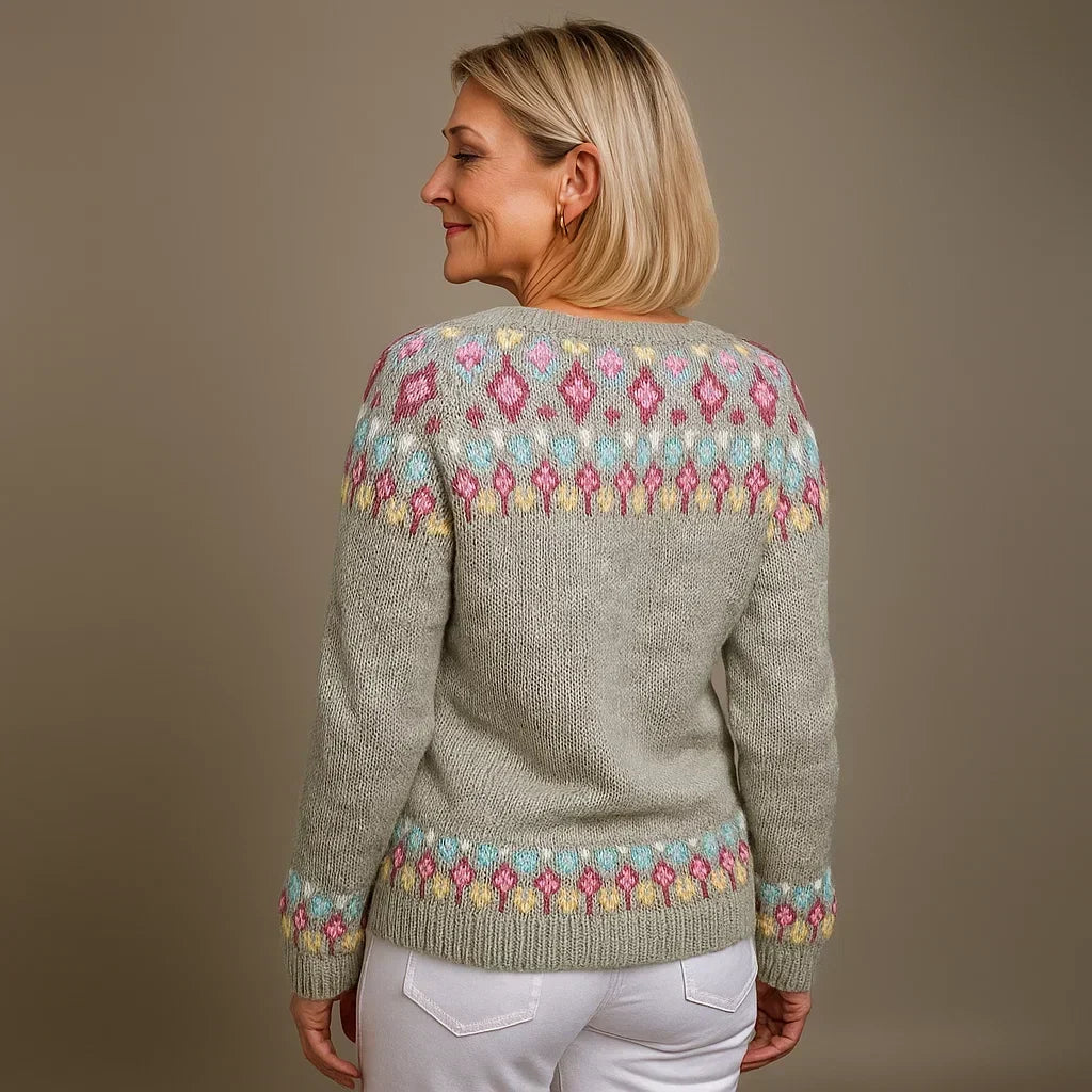 Ophelia | Women's Nordic-Pattern Button-Front Cardigan