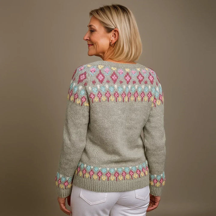 Ophelia | Women's Nordic-Pattern Button-Front Cardigan