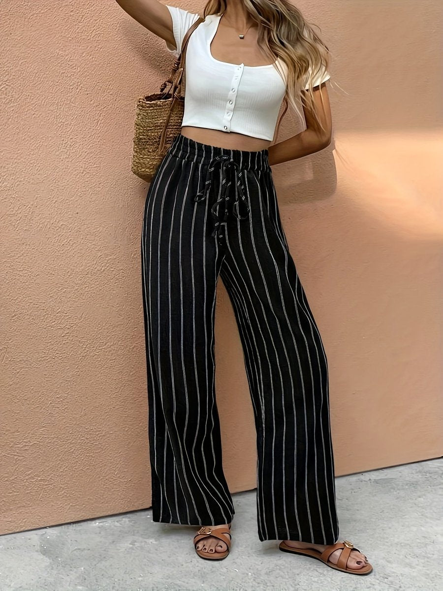 Talitha | Women's Striped Wide Leg Drawstring Pants