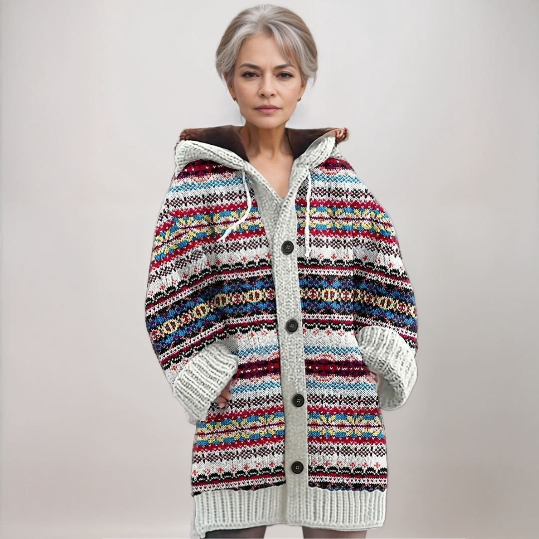 Women's Nordic Hooded Knit Cardigan
