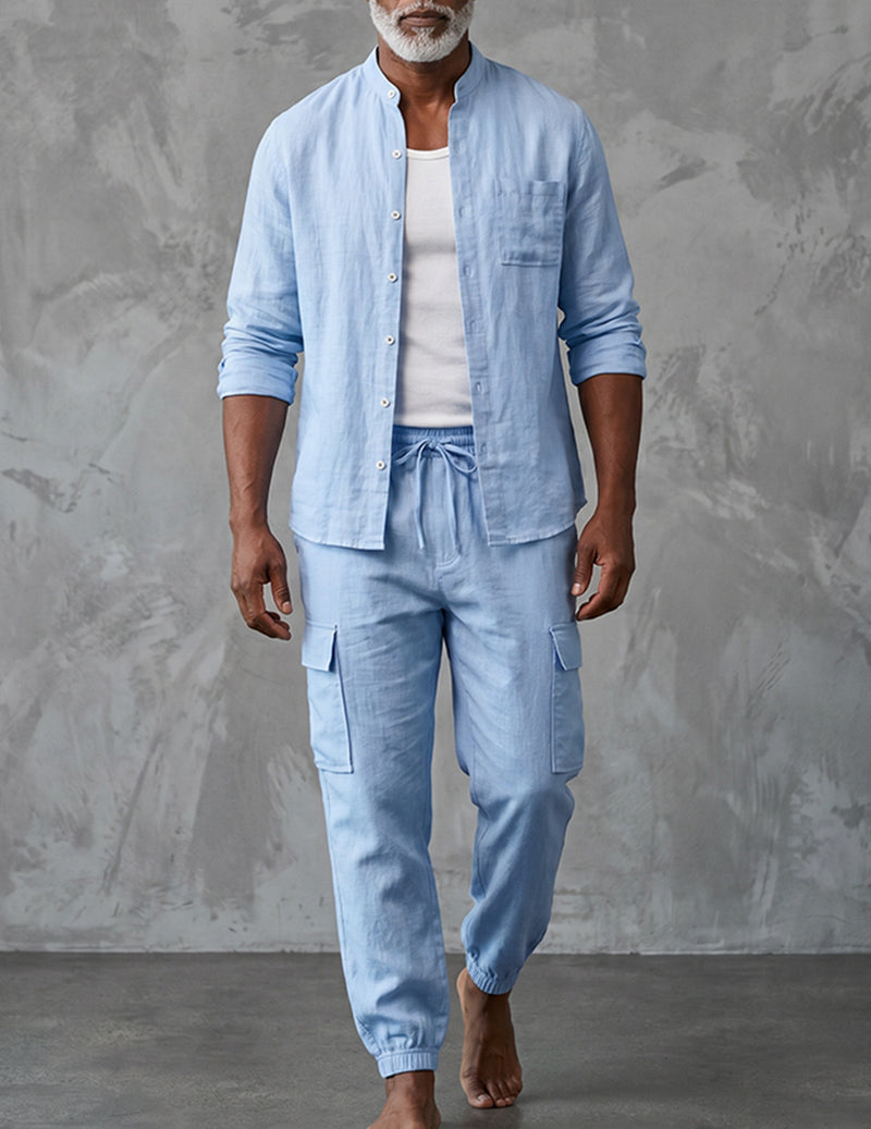 Lorenzo | Men’s Linen Two-Piece Cargo Set