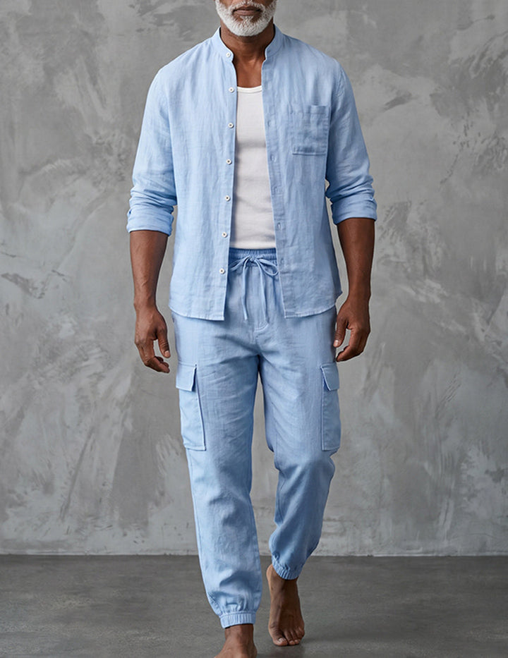 Lorenzo | Men’s Linen Two-Piece Cargo Set