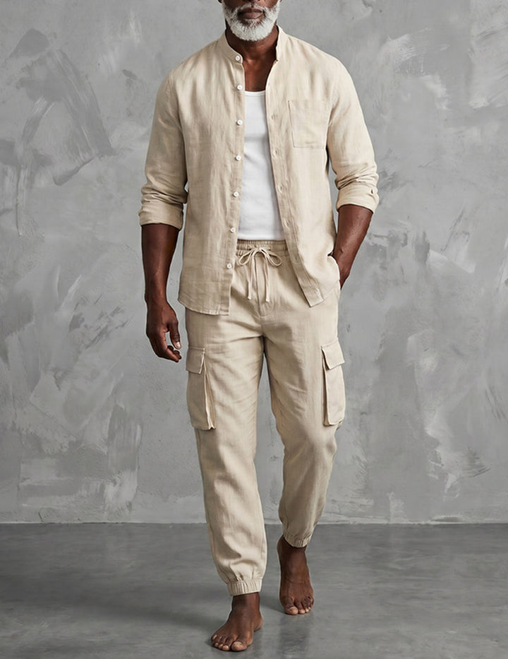 Lorenzo | Men’s Linen Two-Piece Cargo Set