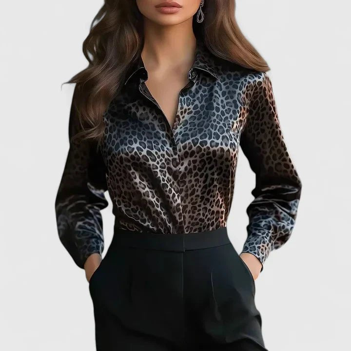 Camille | Women's Animal Print Satin Blouse