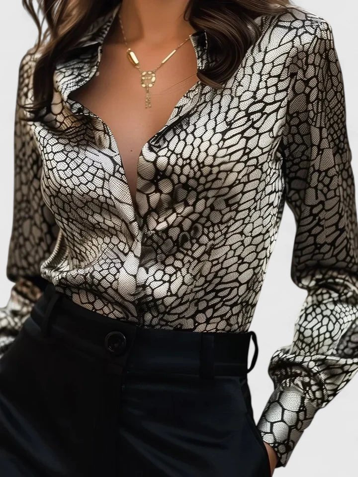 Camille | Women's Animal Print Satin Blouse