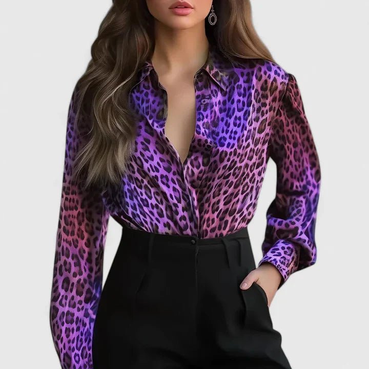 Camille | Women's Animal Print Satin Blouse