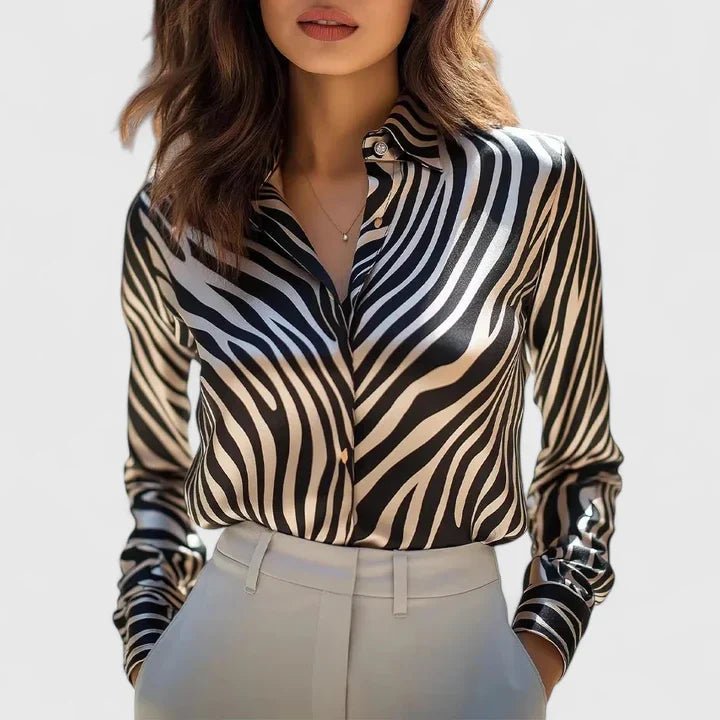 Camille | Women's Animal Print Satin Blouse