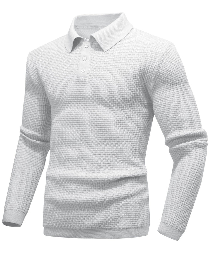 Alaric | Men’s Textured Long-Sleeve Polo Shirt