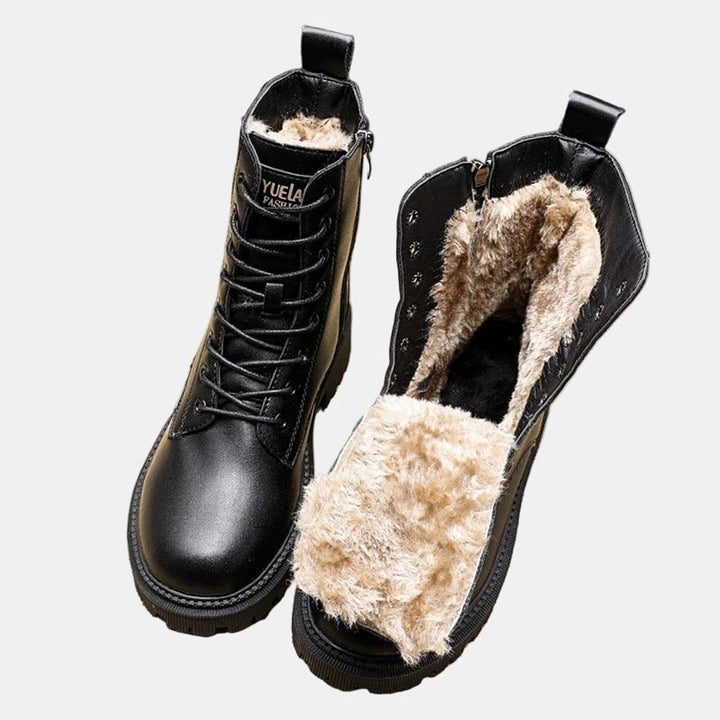 Bosie | Women's Fur-Lined Lace-Up Leather Ankle Boots