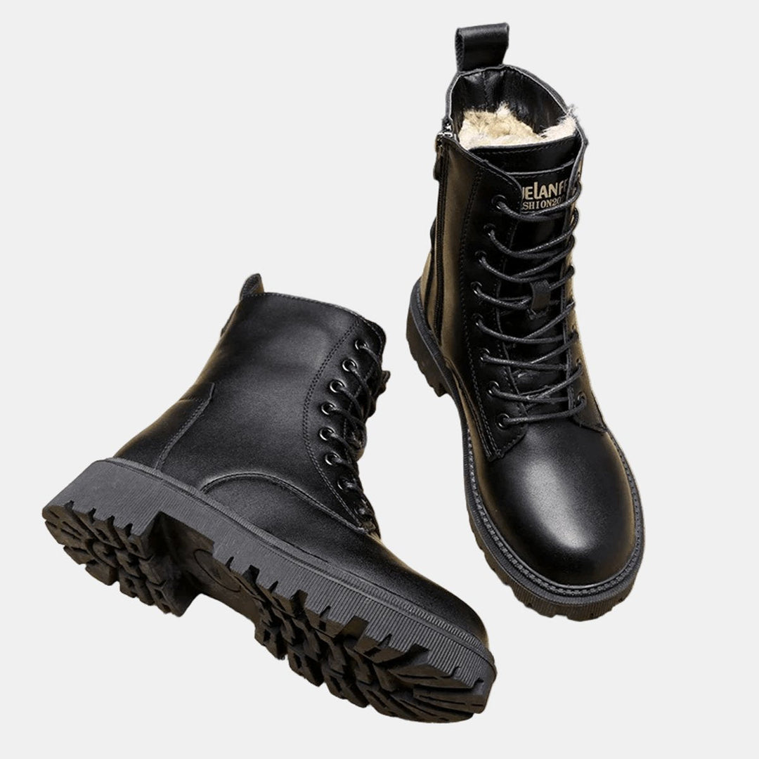 Bosie | Women's Fur-Lined Lace-Up Leather Ankle Boots