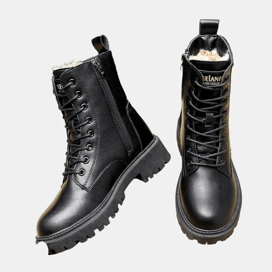 Bosie | Women's Fur-Lined Lace-Up Leather Ankle Boots