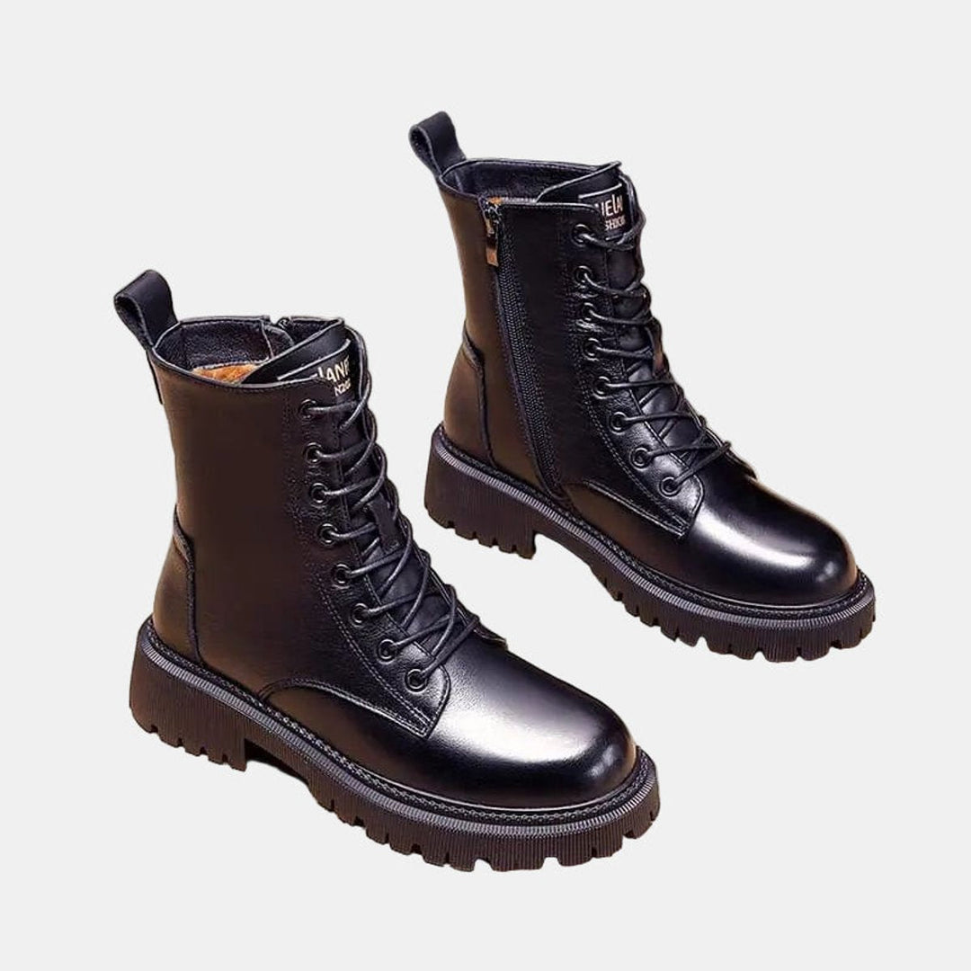 Bosie | Women's Fur-Lined Lace-Up Leather Ankle Boots