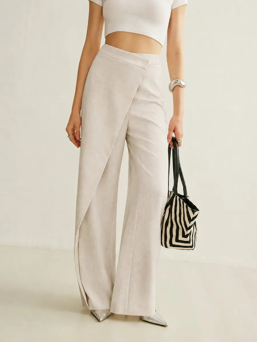Renelle | High-Waist Asymmetric Wide-Leg Trousers