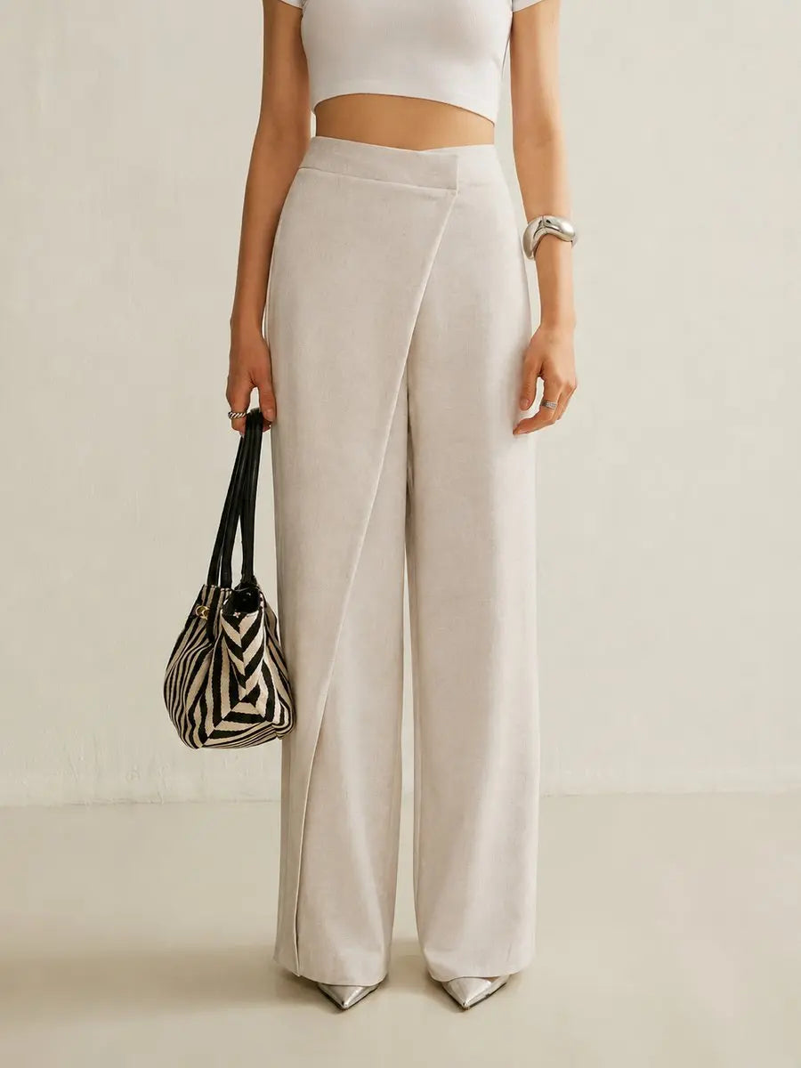 Renelle | High-Waist Asymmetric Wide-Leg Trousers