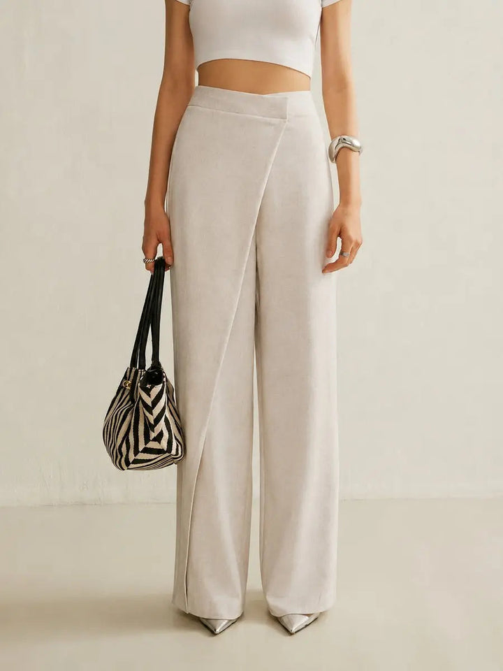Renelle | High-Waist Asymmetric Wide-Leg Trousers
