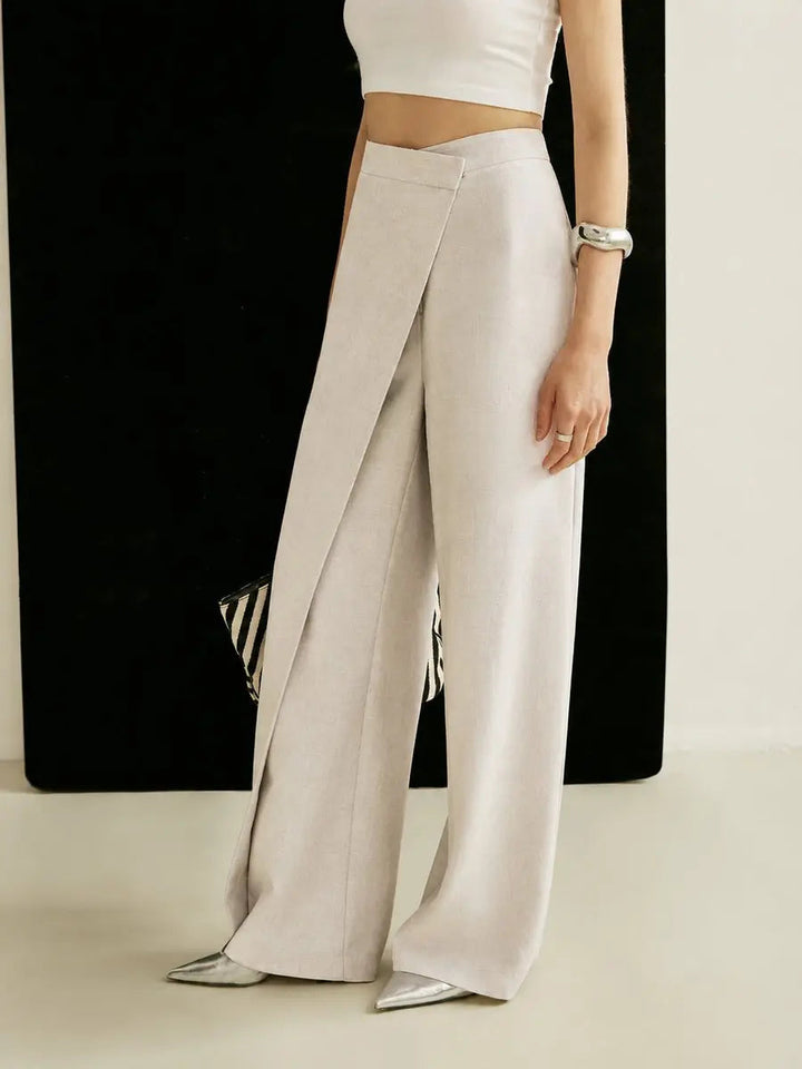 Renelle | High-Waist Asymmetric Wide-Leg Trousers