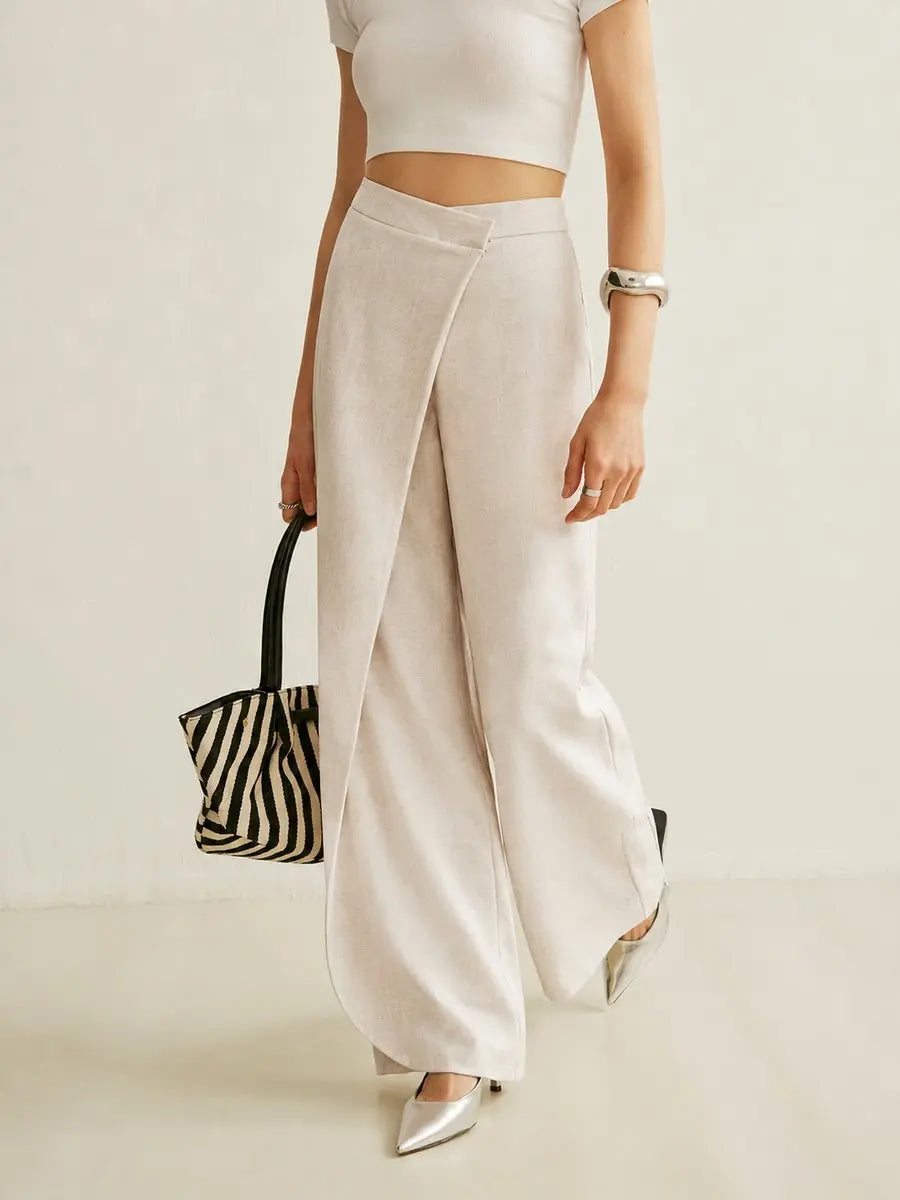 Renelle | High-Waist Asymmetric Wide-Leg Trousers