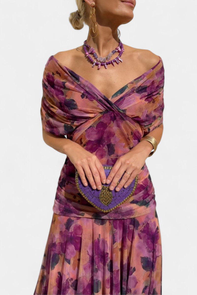 Avia | Women's Off-Shoulder Flowing Maxi Cocktail Party Dress