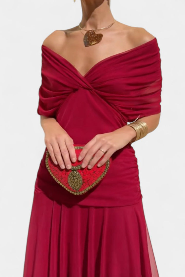 Avia | Women's Off-Shoulder Flowing Maxi Cocktail Party Dress