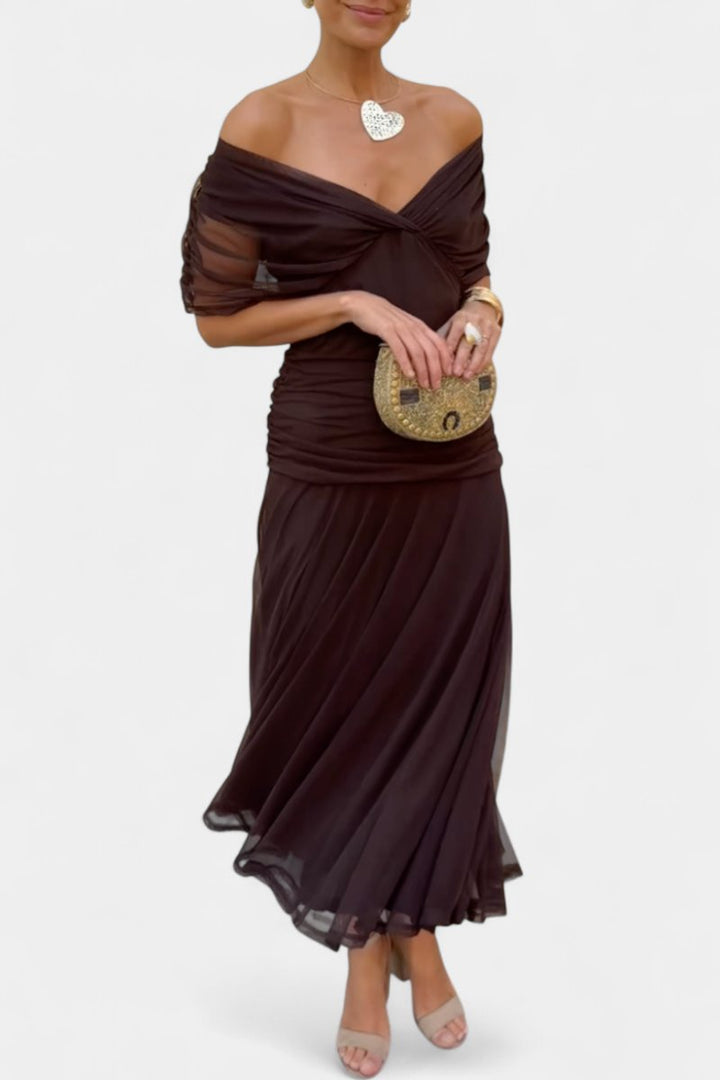 Avia | Women's Off-Shoulder Flowing Maxi Cocktail Party Dress