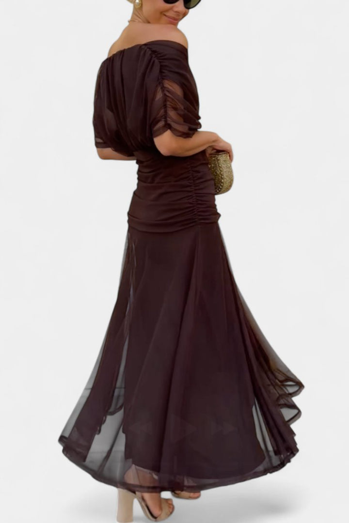Avia | Women's Off-Shoulder Flowing Maxi Cocktail Party Dress