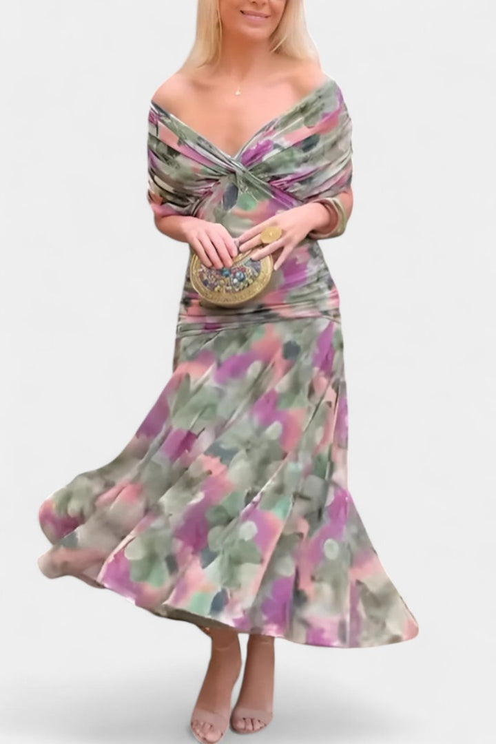 Avia | Women's Off-Shoulder Flowing Maxi Cocktail Party Dress