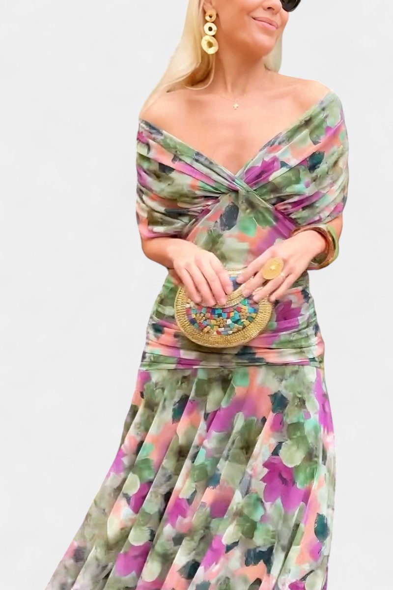 Avia | Women's Off-Shoulder Flowing Maxi Cocktail Party Dress