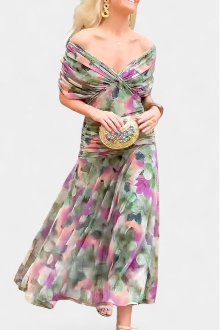 Avia | Women's Off-Shoulder Flowing Maxi Cocktail Party Dress