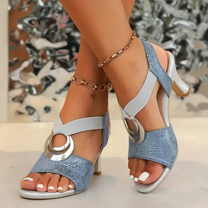 Serena | Black Strappy Block Heel Sandals