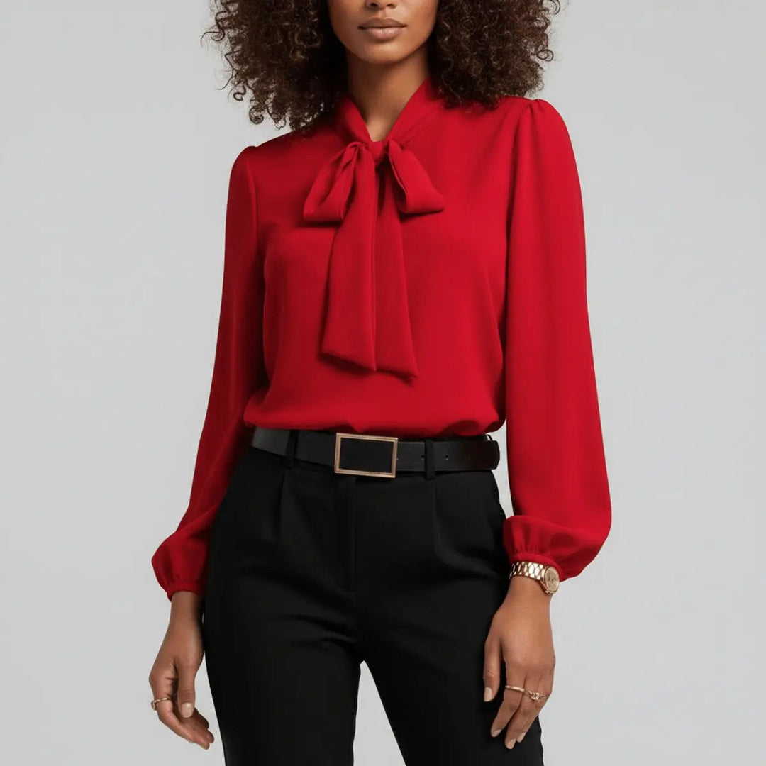 Claribel | Bow-Tie Neck Long-Sleeve Blouse