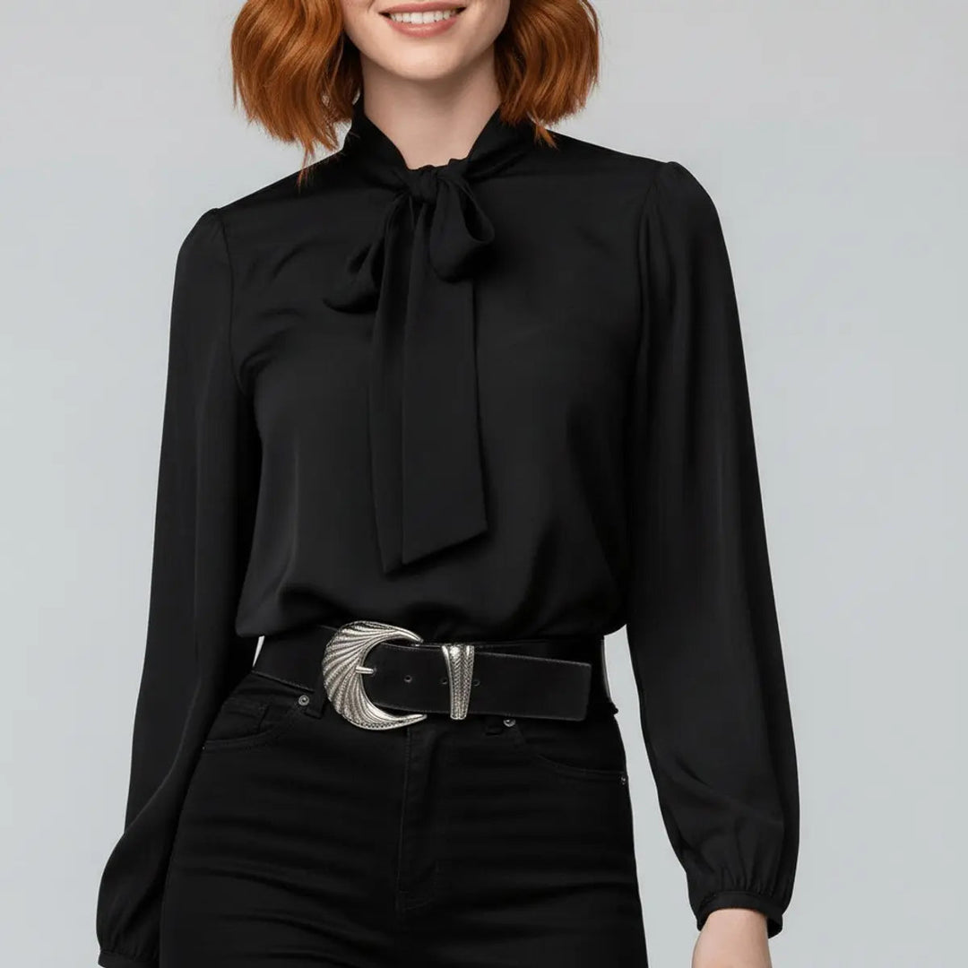 Claribel | Bow-Tie Neck Long-Sleeve Blouse