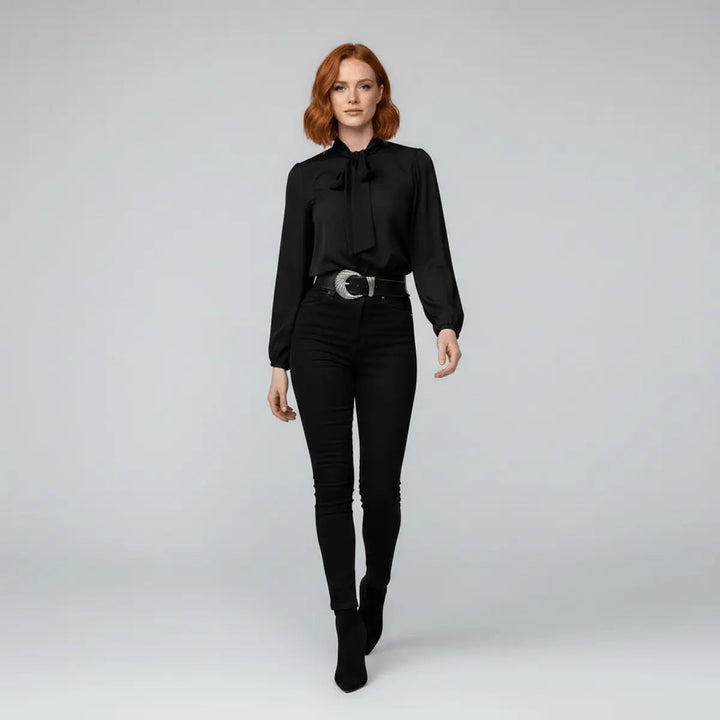 Claribel | Bow-Tie Neck Long-Sleeve Blouse