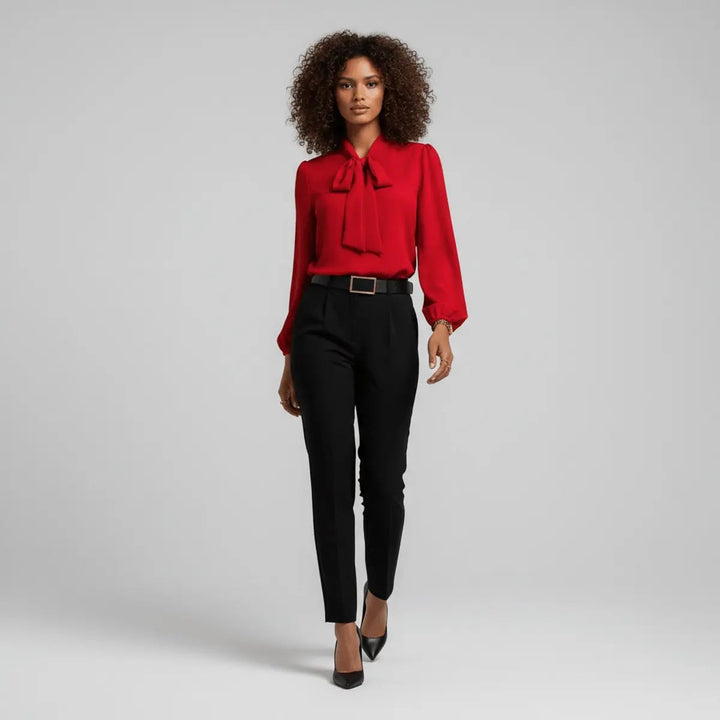 Claribel | Bow-Tie Neck Long-Sleeve Blouse