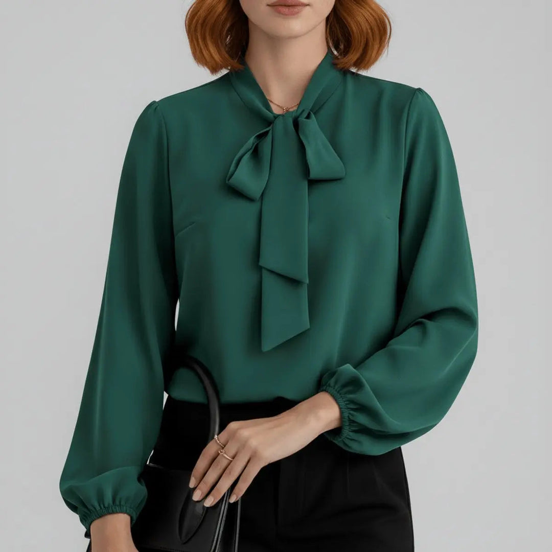 Claribel | Bow-Tie Neck Long-Sleeve Blouse