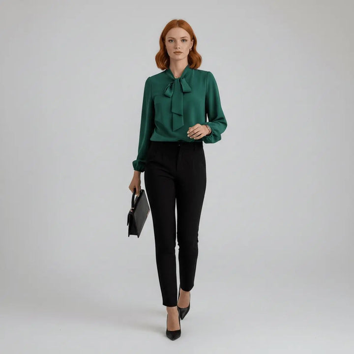 Claribel | Bow-Tie Neck Long-Sleeve Blouse