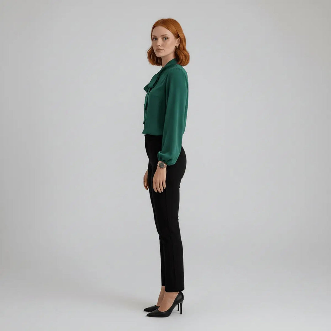 Claribel | Bow-Tie Neck Long-Sleeve Blouse
