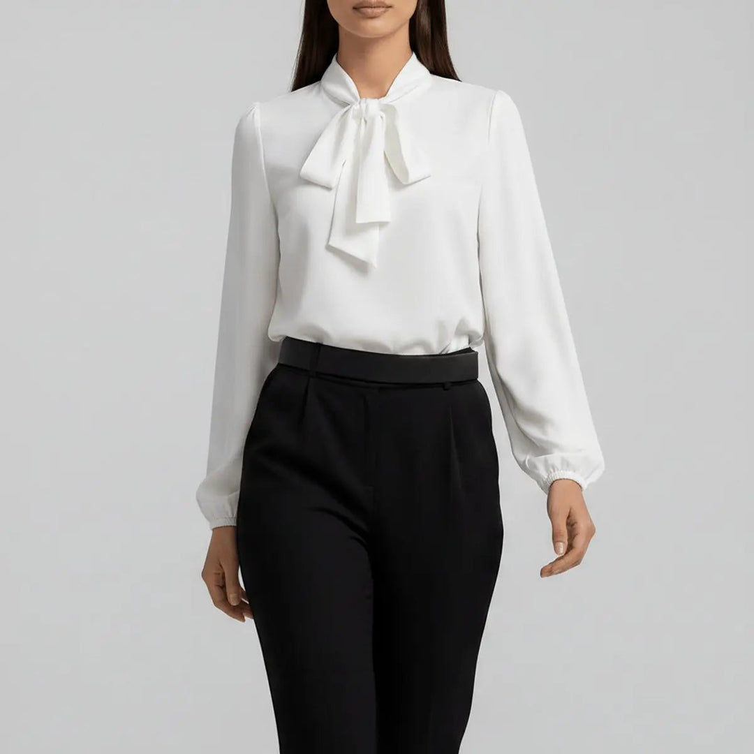 Claribel | Bow-Tie Neck Long-Sleeve Blouse