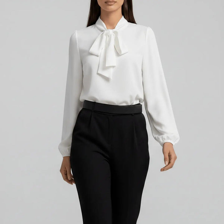 Claribel | Bow-Tie Neck Long-Sleeve Blouse