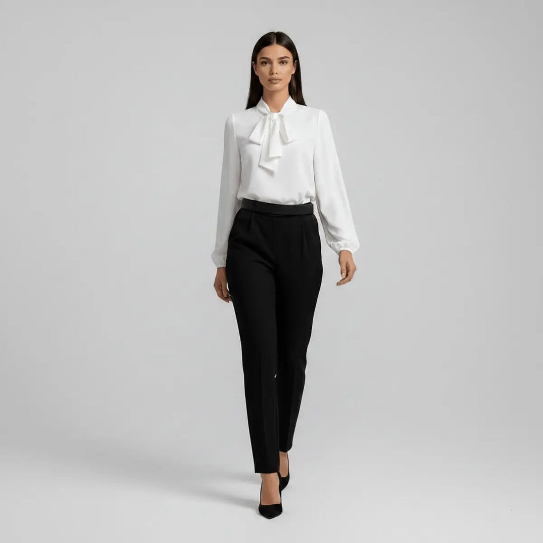 Claribel | Bow-Tie Neck Long-Sleeve Blouse