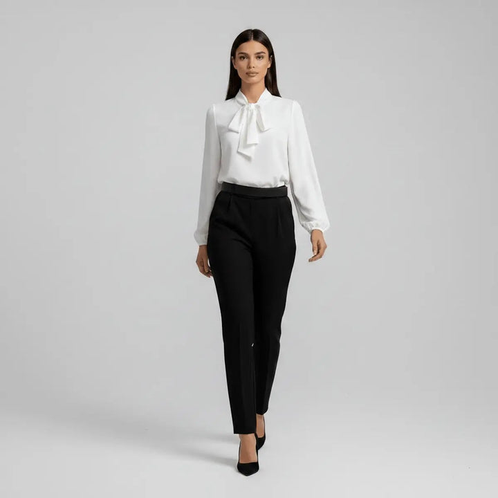 Claribel | Bow-Tie Neck Long-Sleeve Blouse