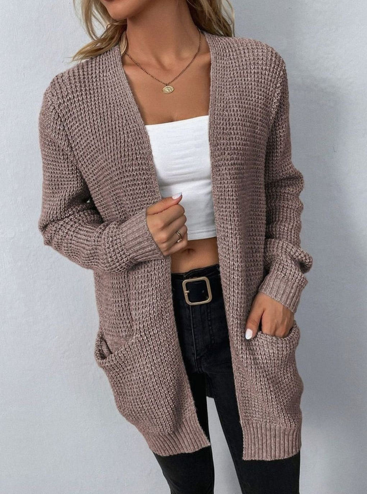Olivia | Relaxed Open-Front Waffle-Knit Cardigan