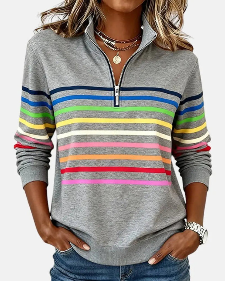 Marlowe | Striped Quarter-Zip Relaxed Jumper