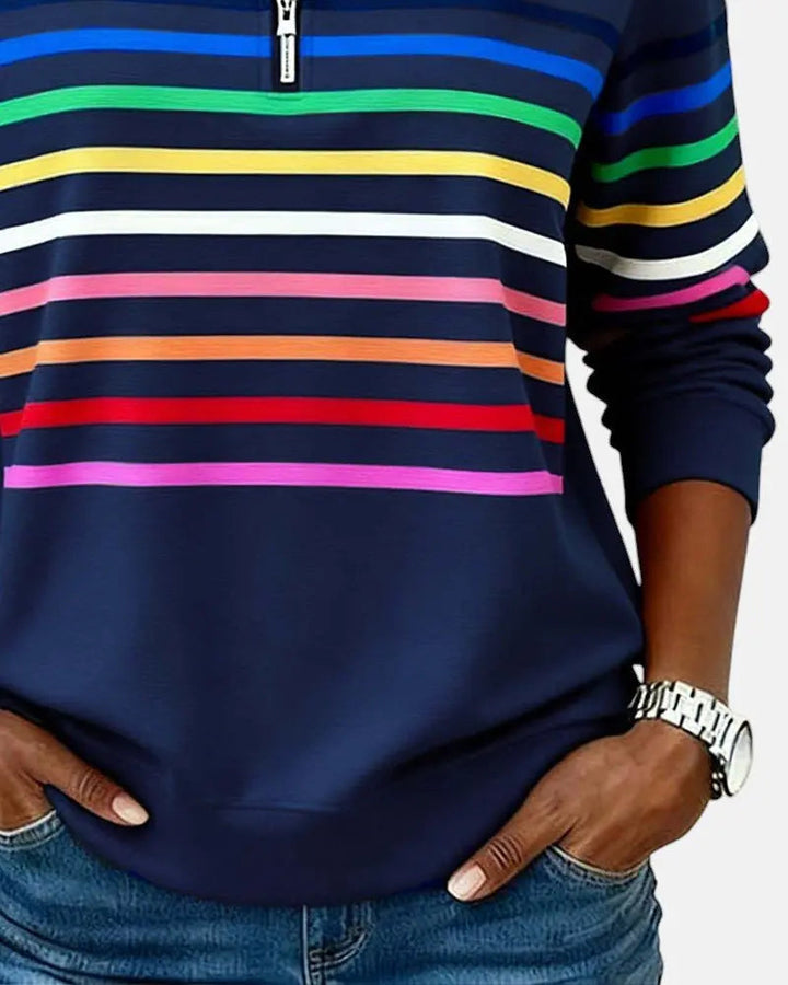 Marlowe | Striped Quarter-Zip Relaxed Jumper